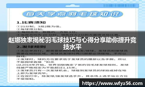 赵娜独家揭秘羽毛球技巧与心得分享助你提升竞技水平